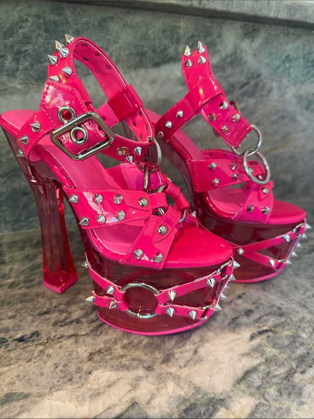 Dolls Kill twisted darkness lucite platform heels-size 7